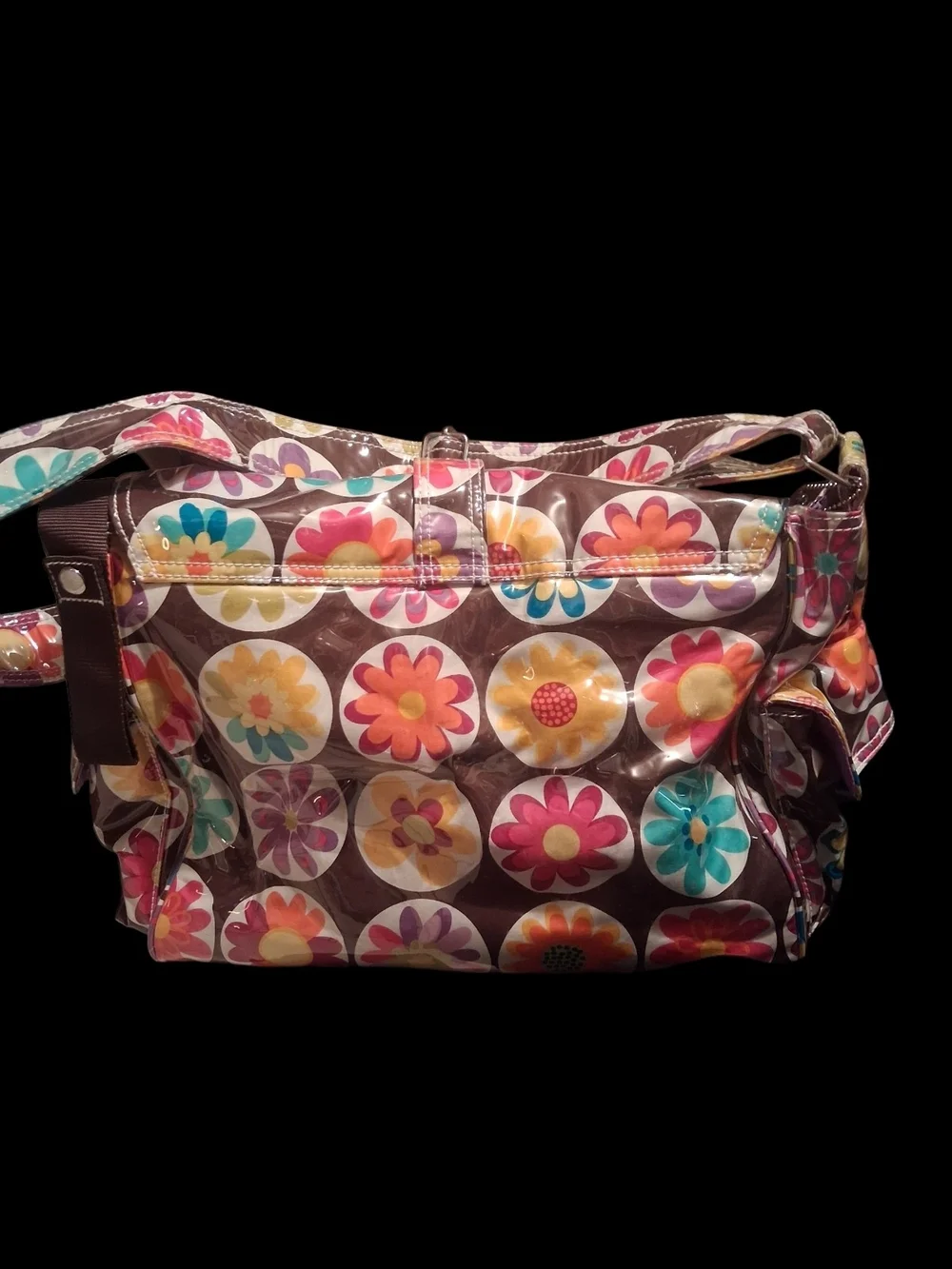 Kalencom Floral Multi-Color Baby Diaper Bag with Purple Pouch
